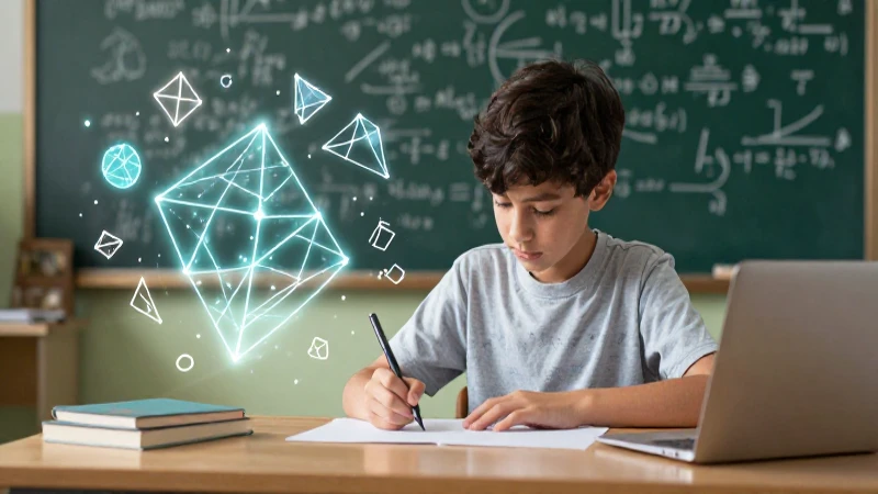 Estudiante resuelve matemáticas con ecuaciones flotantes