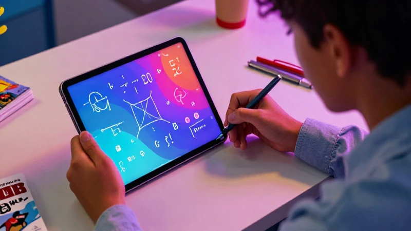 Estudiante estudia matemáticas con tablet digital