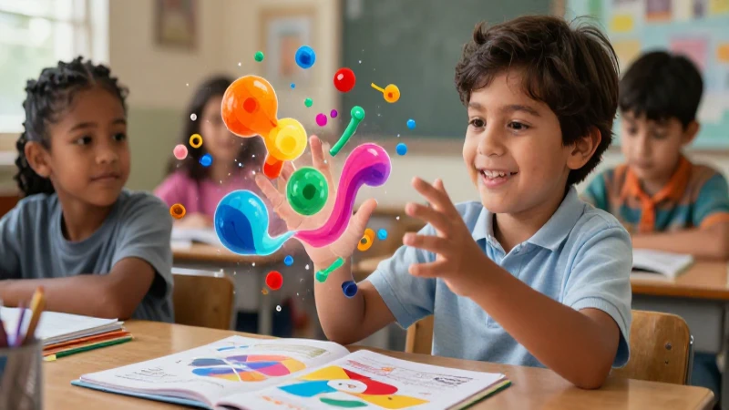 Niño feliz aprende matemáticas vibrantes con estilo