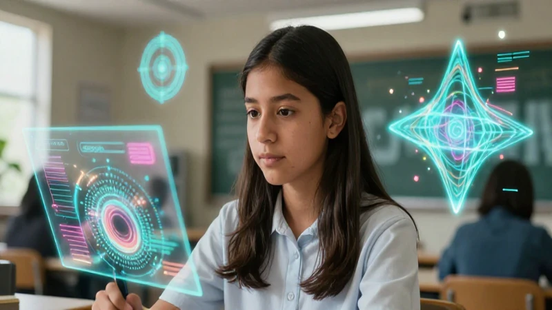 Estudiante mexicano con datos abstractos digitales