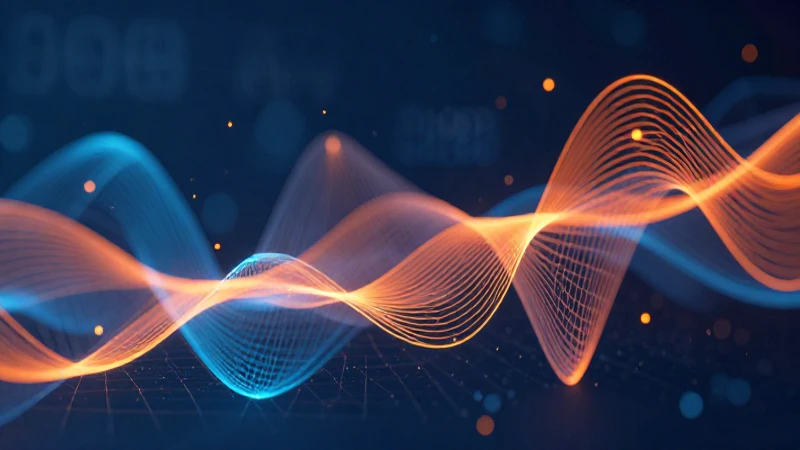 Visualización de datos abstracta en azul y naranja