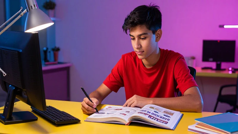 Libro de secundaria contestado: La solución a tus dudas académicas 4 Estudiante mexicano estudia con éxito en entorno vibrante