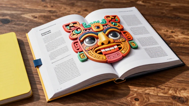 Libro de historia 3D con artefactos mesoamericanos