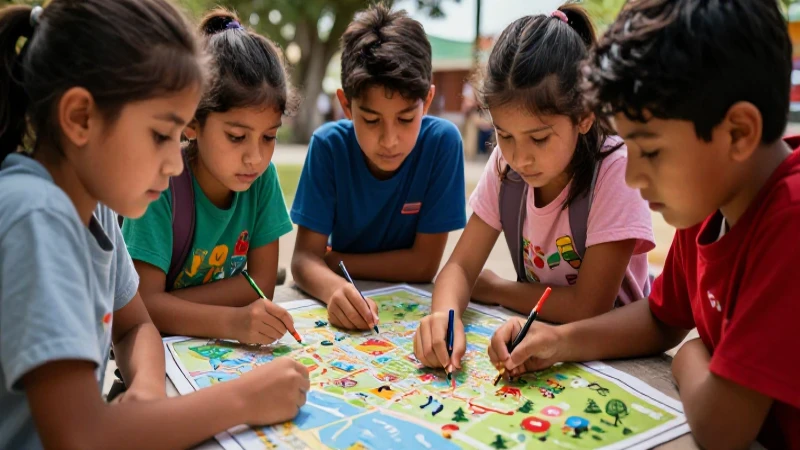 Estudiantes mexicanos explorando comunidad vibrante