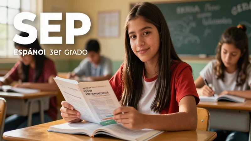 Estudiante usa libro SEP para mejorar español