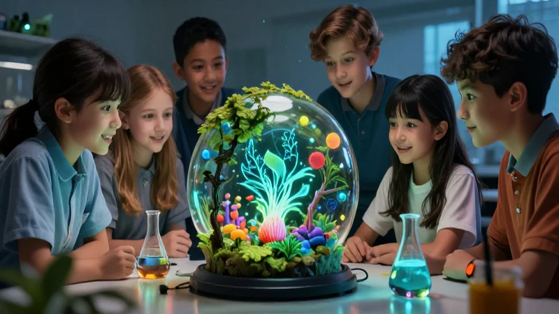 Aprendizaje científico con ecosistema bioluminiscente