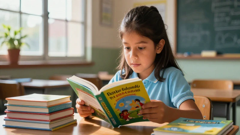 Niño mexicano leyendo libros educativos con estilo