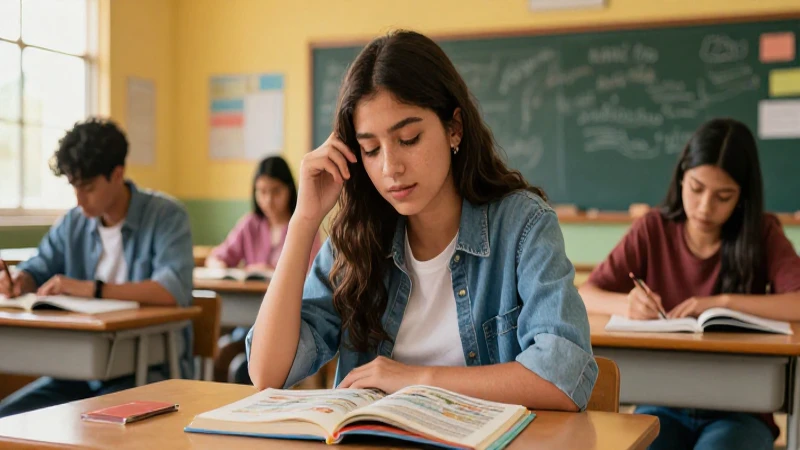 Estudiante mexicano vibrante en escena dinámica
