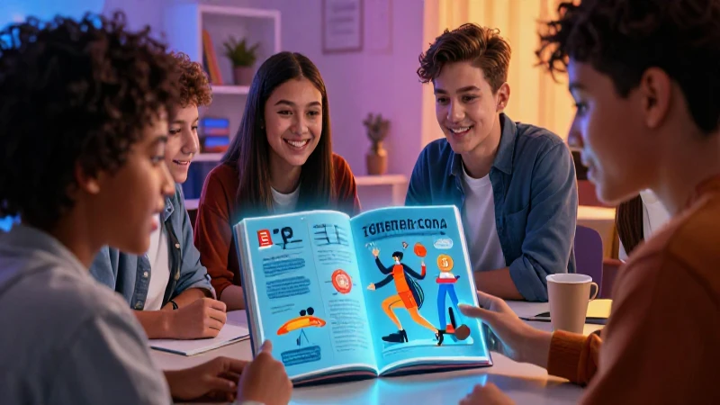 Estudiantes aprendiendo con libros holográficos digitales