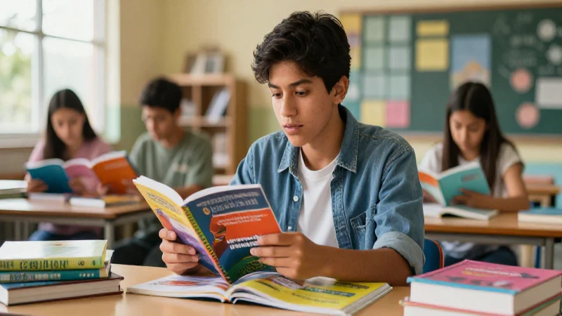Estudiante mexicano moderno estudia libros de arte