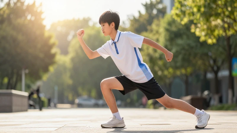 Joven atlético en ejercicio dinámico bajo el sol