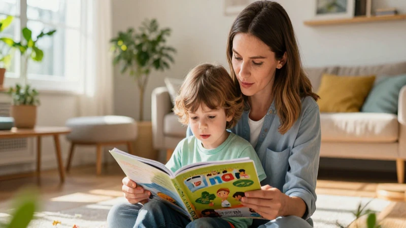 Libro educativo preescolar: desarrollo integral de tus hijos 4 Madre y niño leyendo en casa
