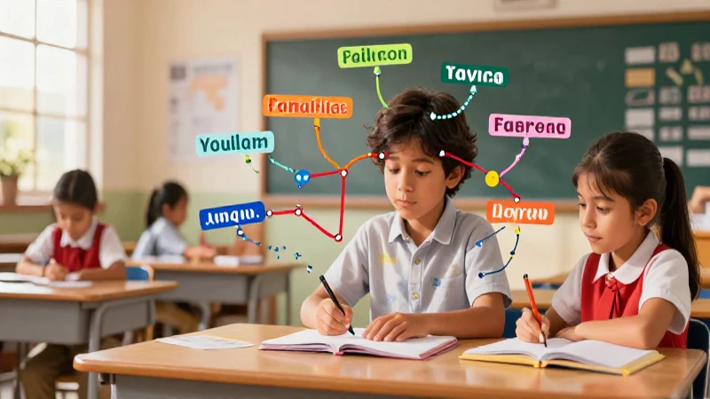 Ilustración de actividades de familias de palabras