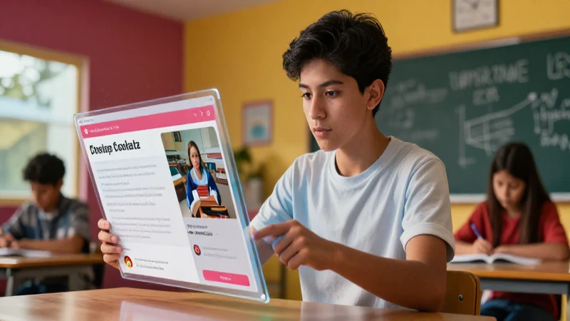 Estudiante mexicano digital en aula vibrante