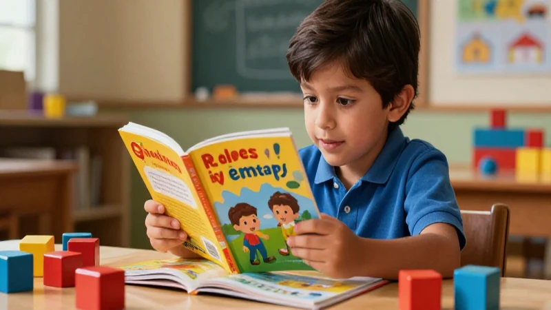 ¡Aprende inglés preescolar SEP con el mejor libro y logra el éxito! 5 Niño mexicano feliz aprendiendo con libros y bloques