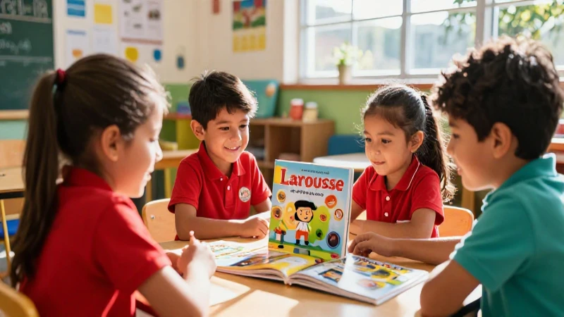 Niños alegres aprenden en vibrante México