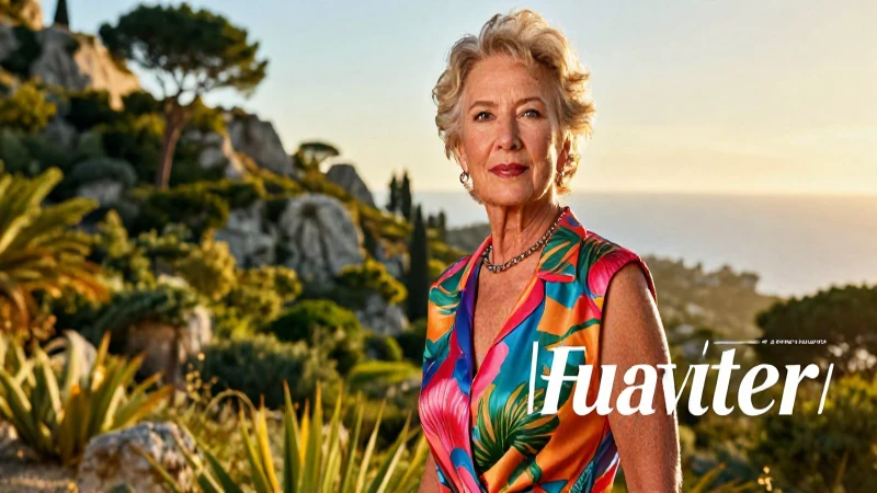 Mujer atractiva en paisaje mediterráneo
