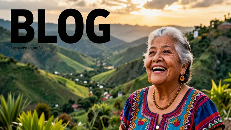 Joyosa mujer anciana en paisaje mexicano