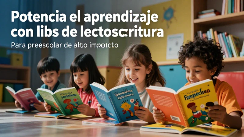 Niños leyendo libros de lectoescritura con alegría