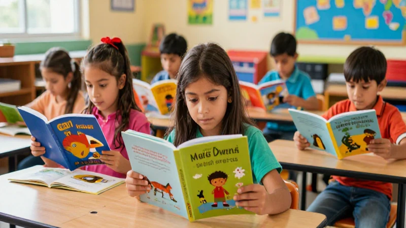Niños leyendo un libro colorido en México