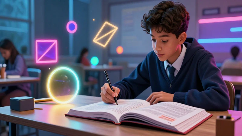 Estudiante joven diseña conceptos educativos modernos