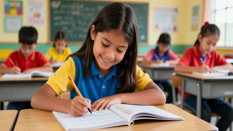 Niño mexicano resuelto problemas matemáticos con alegría