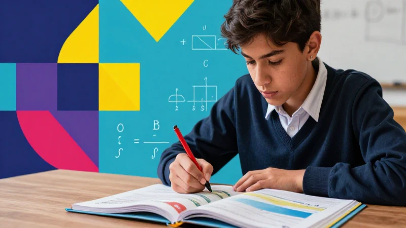 Geometría vibrante: estudiante mexicano concentrado y moderno