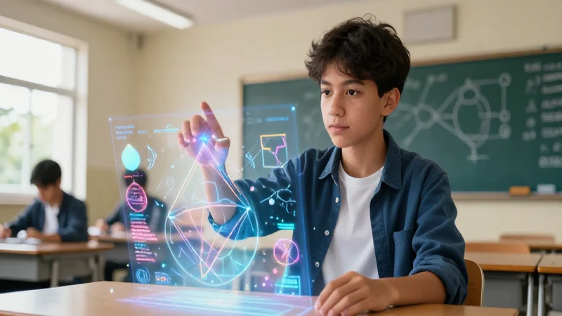 Estudiante interactúa con matemáticas holográficas
