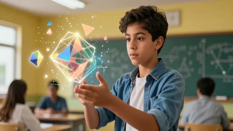 Estudiante mexicano creativo con matemáticas flotantes