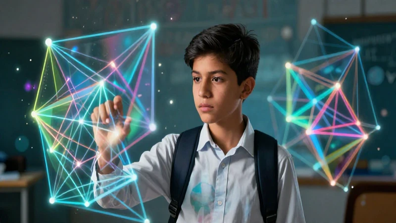 Estudiante mexicano en matriz holográfica vibrante