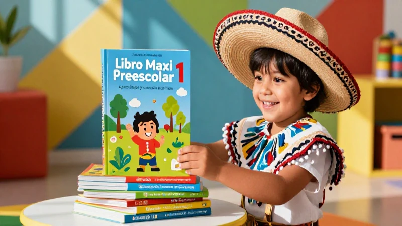 Niño alegre aprendiendo con libros educativos vibrantes