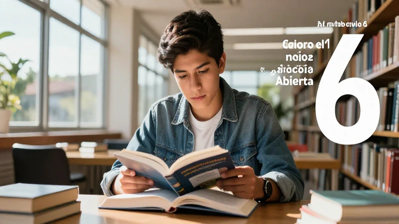Estudiante mexicana estudia preparatoria en biblioteca