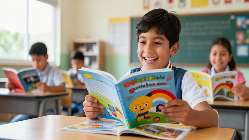 El mejor libro de español para primer grado en educación primaria 4 Joven mexicano feliz en aula educativa moderna