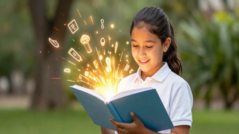 Estudiante motivado en un libro Mexicano vibrante