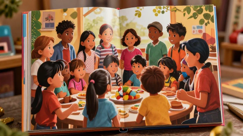 Ilustración mexicana vibrante de niños alegres