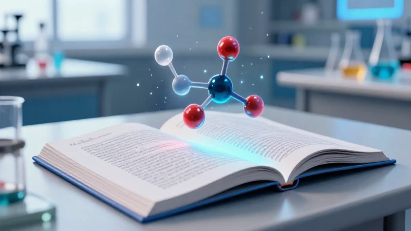Texto químico moderno con ilustración molecular dinámica