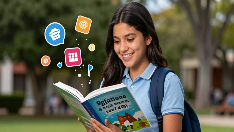 Libro Santillana 3º Primaria: ¡La clave del español para aprender! 3 Estudiante mexicano alegre estudia español vibrante