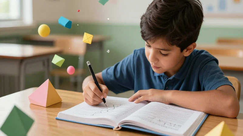 Estudiante resolviendo matemáticas con impacto vibrante