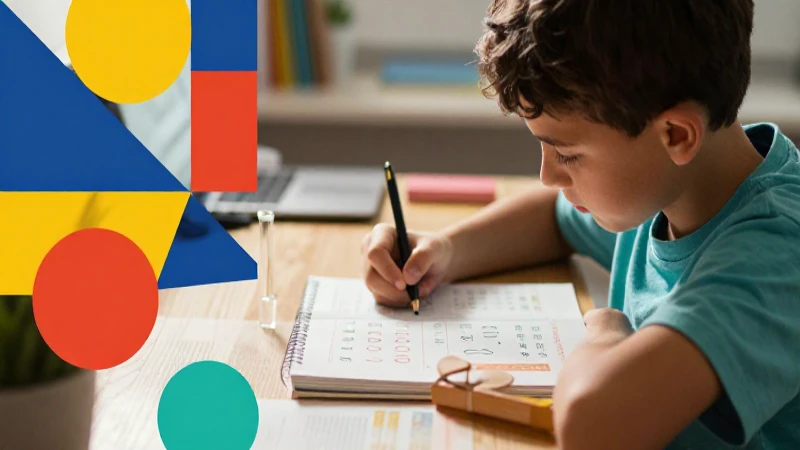 Estudiante de segundo grado estudia matemáticas con diseño impactante