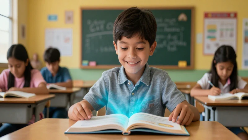 Estudiante feliz en aula mexicana vibrante