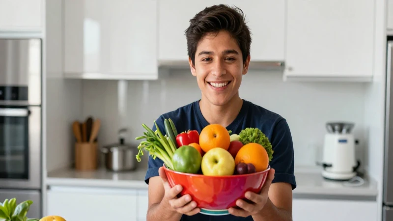 Joven mexicano con frescura vibrante en cocina