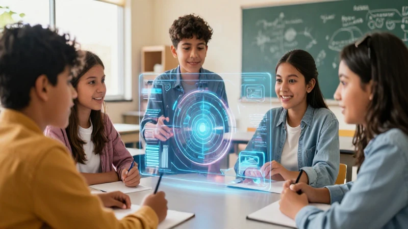 Estudiante usa holograma tecnológico en aula mexicana