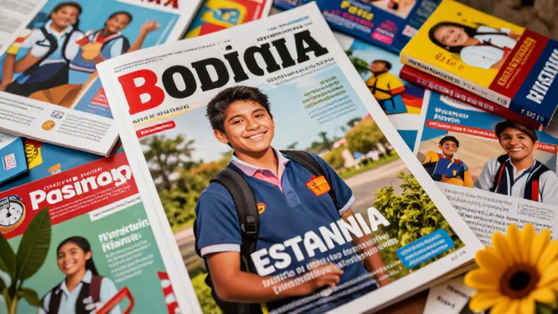 Ilustración vibrante de estudiante aprendiendo español