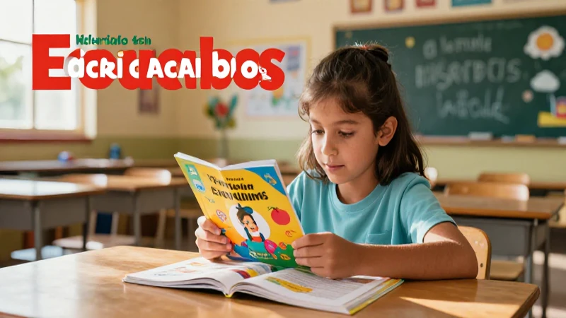 Estudiante de tercer grado interactúa con libro educativo en México