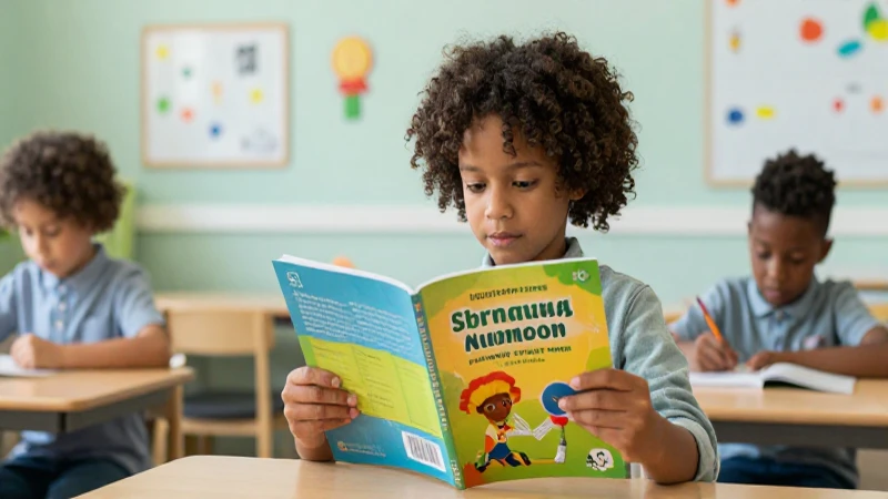 Niño curioso estudia con libro color en escritorio moderno