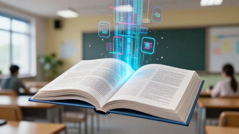 Libro digital vibrante en aula moderna