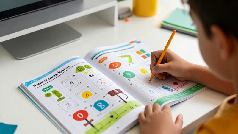 Niño aprendiendo matemáticas en un libro educativo