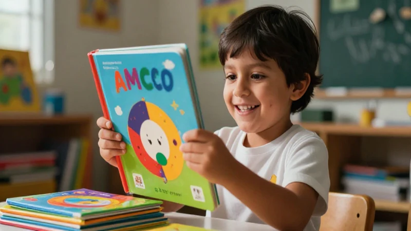 Niño mexicano aprendiendo con materiales educativos coloridos