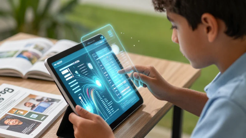 Estudiante aprende con recursos educativos modernos