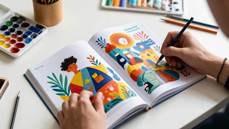 Ilustraciones vibrantes y bocetos creativos